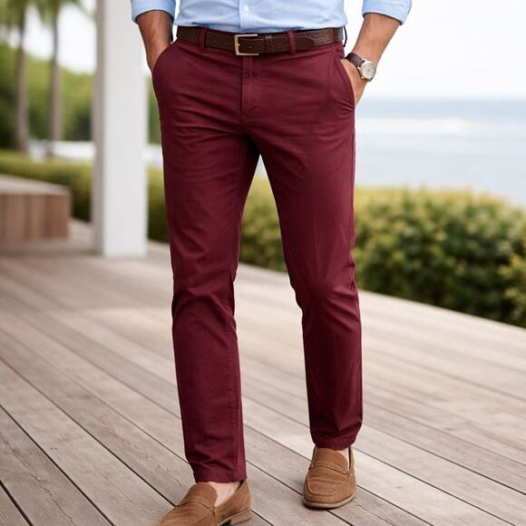 J.Crew Broken-In Urban Slim Chinos – Burgundy / Wine – Size 33x30 - Picture 3 of 7